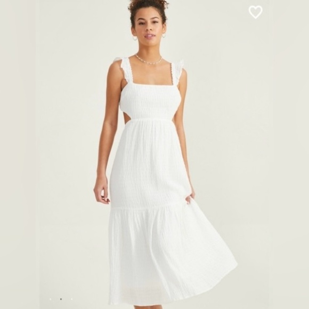 Altar'd State White Textured Midi Dress